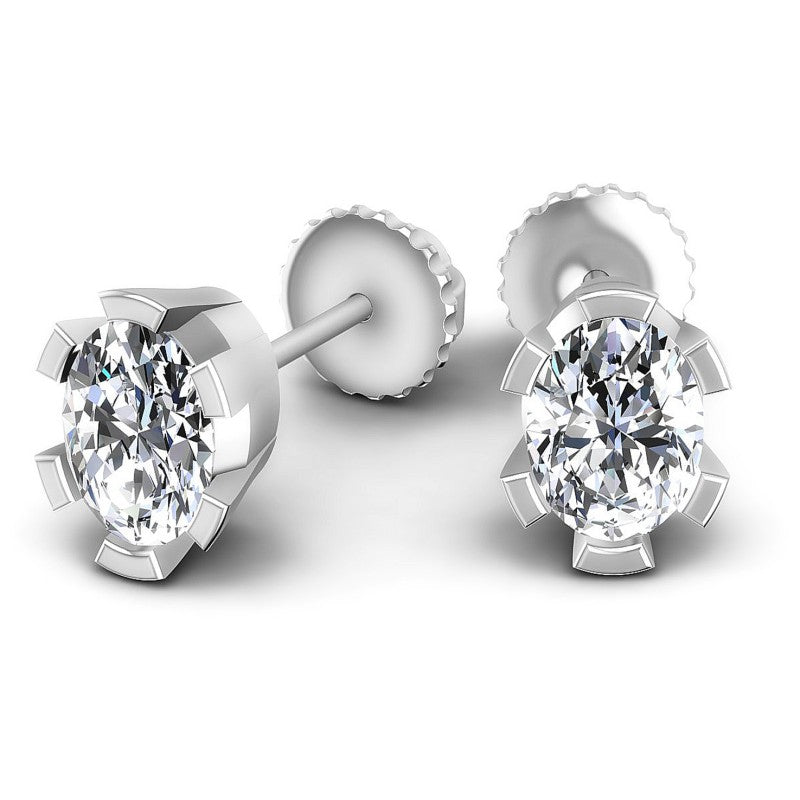 Oval Diamonds 1.00CT Stud Earrings in 14KT Yellow Gold