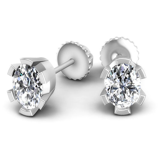 Oval Diamonds 1.00CT Stud Earrings in 14KT Yellow Gold