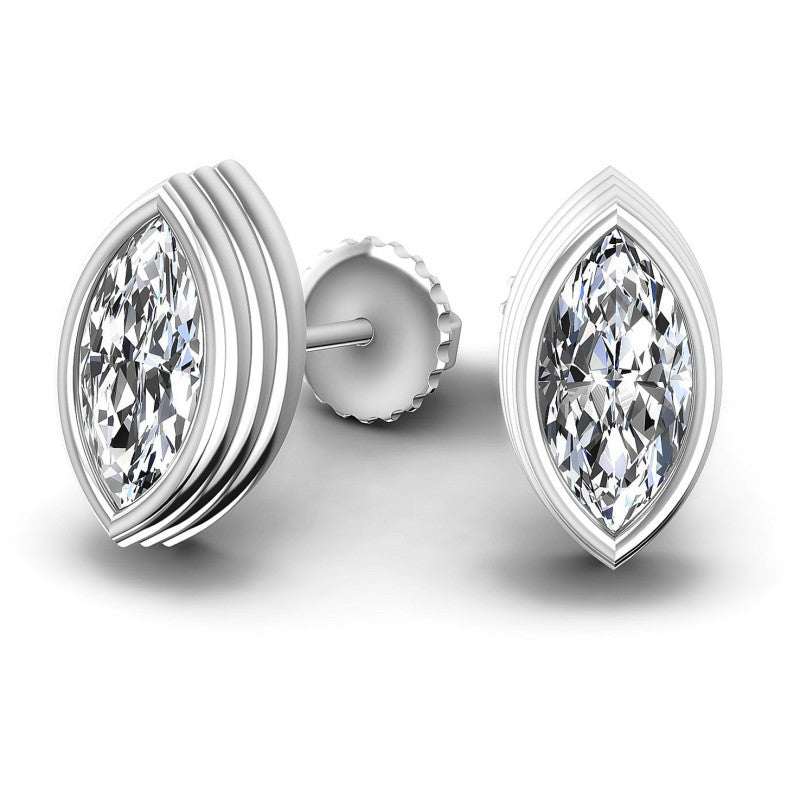 Marquise Diamonds 1.00CT Stud Earrings in 14KT Yellow Gold
