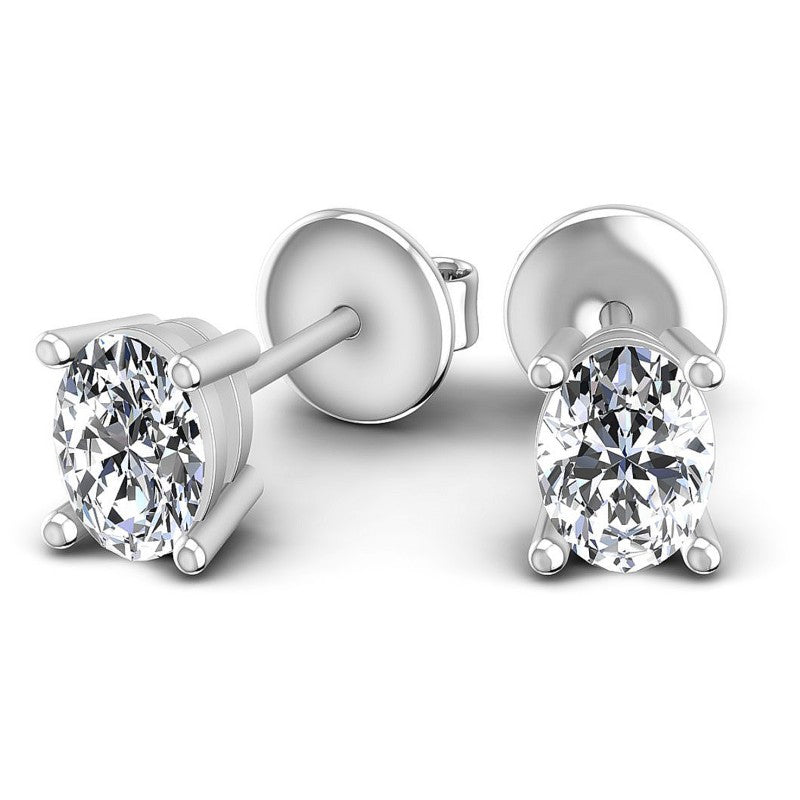 Oval Diamonds 1.00CT Stud Earrings in 14KT Yellow Gold