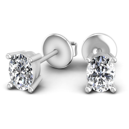 Oval Diamonds 1.00CT Stud Earrings in 14KT Yellow Gold