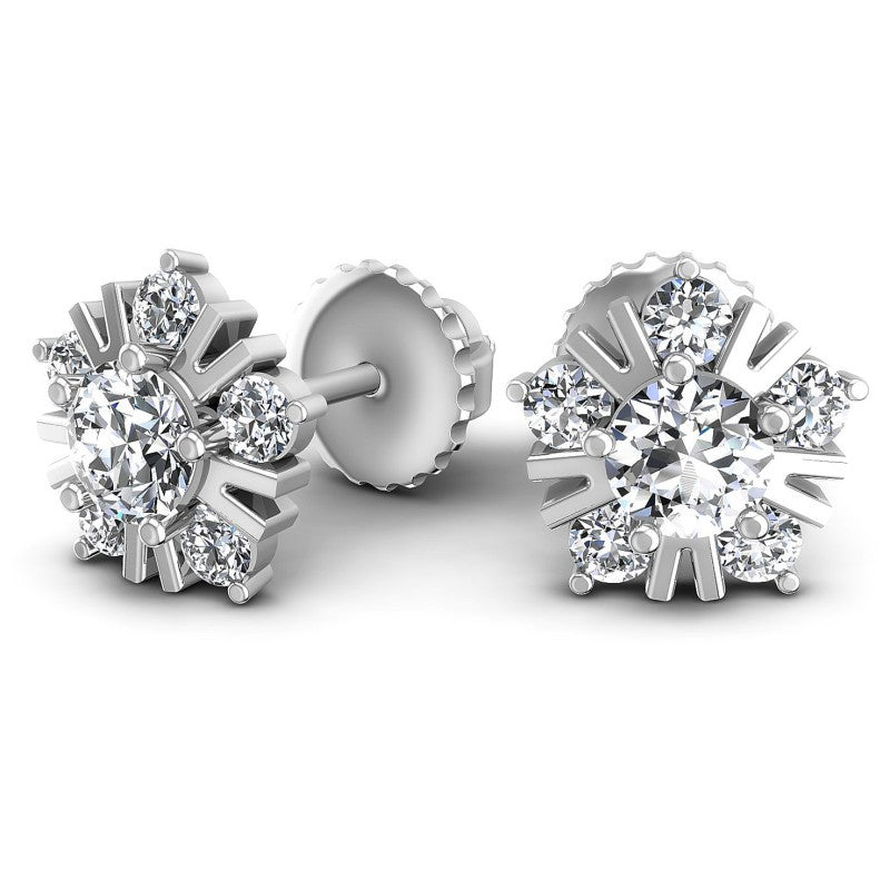 Round Diamonds 0.65CT Designer Studs Earring in 14KT Yellow Gold