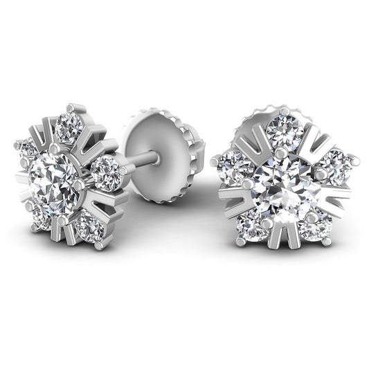 Round Diamonds 0.65CT Designer Studs Earring in 14KT Yellow Gold