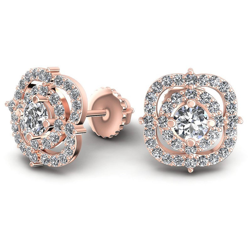 Round Diamonds 0.95CT Designer Studs Earring in 18KT Yellow Gold