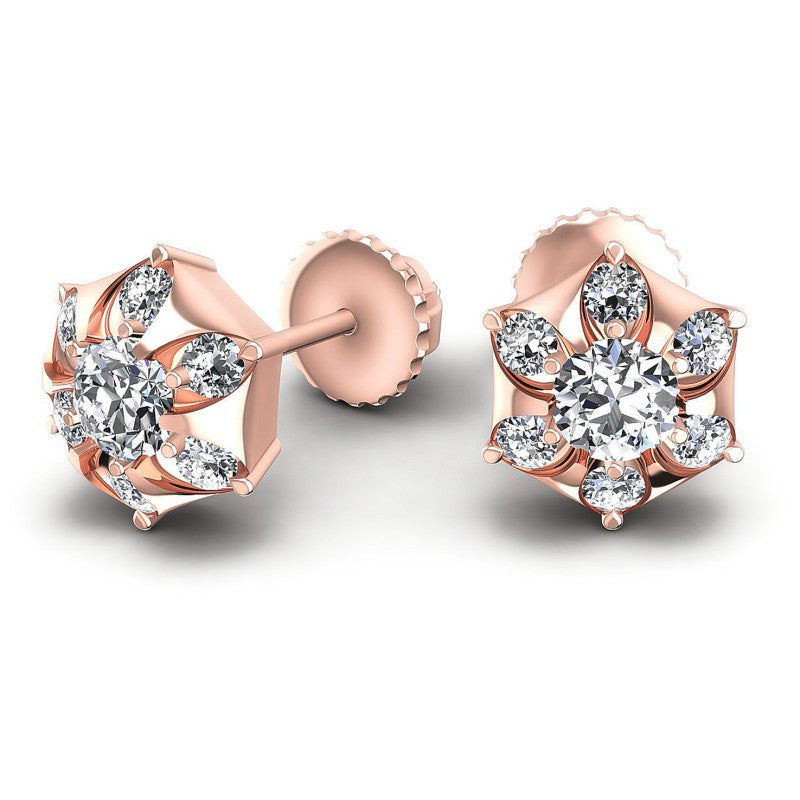Round Diamonds 1.20CT Designer Studs Earring in 18KT Yellow Gold