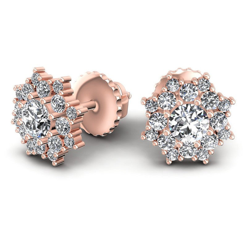 Round Diamonds 0.85CT Designer Studs Earring in 18KT Yellow Gold
