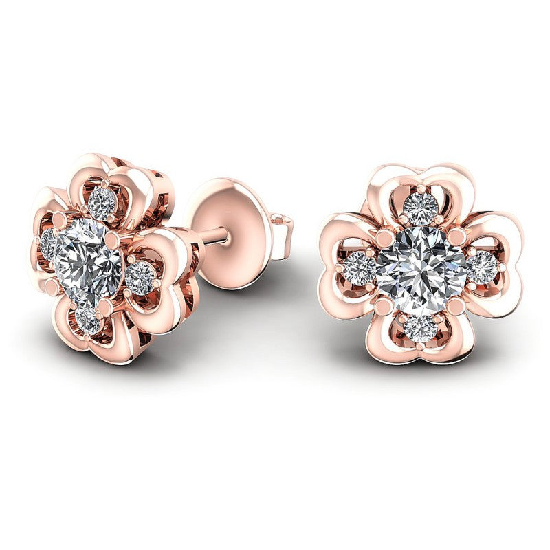 Round Diamonds 0.35CT Designer Studs Earring in 18KT Yellow Gold