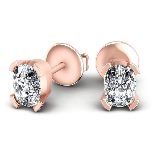 Cushion Diamonds 1.00CT Stud Earrings in 18KT Yellow Gold