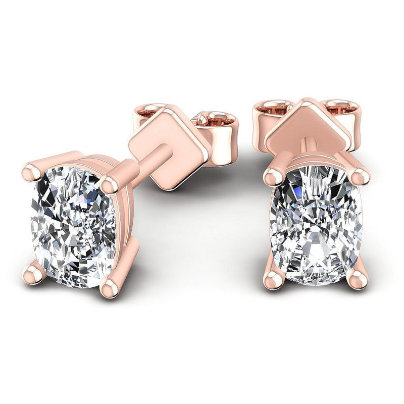 Cushion Diamonds 1.00CT Stud Earrings in 18KT Yellow Gold
