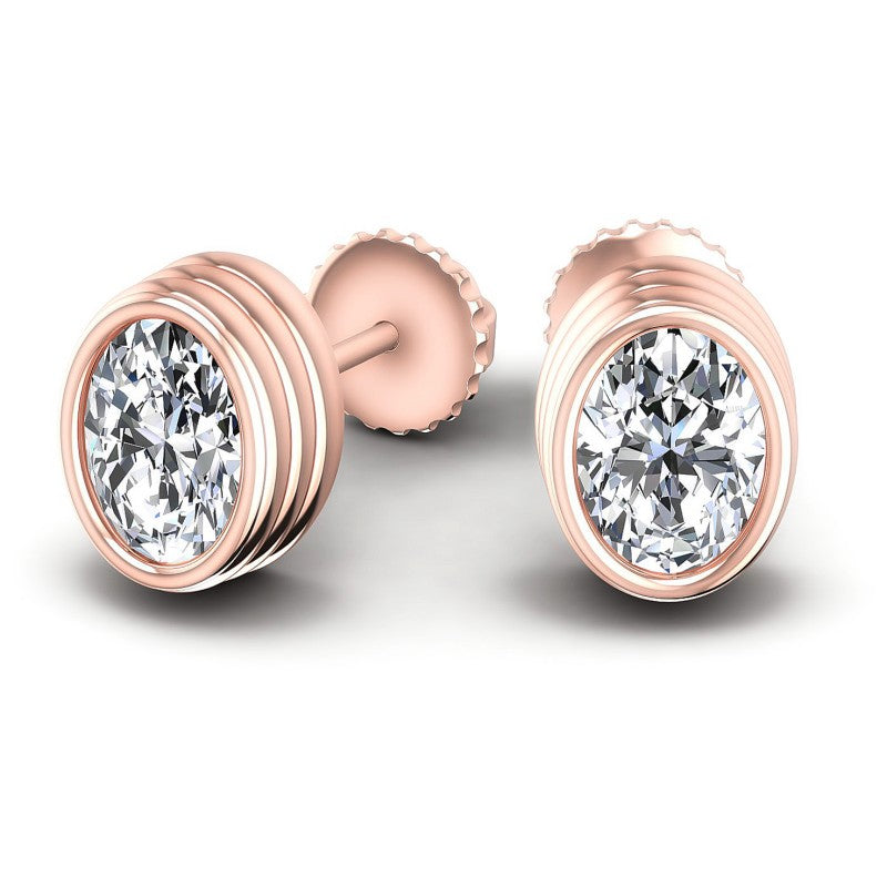 Oval Diamonds 1.00CT Stud Earrings in 18KT Yellow Gold