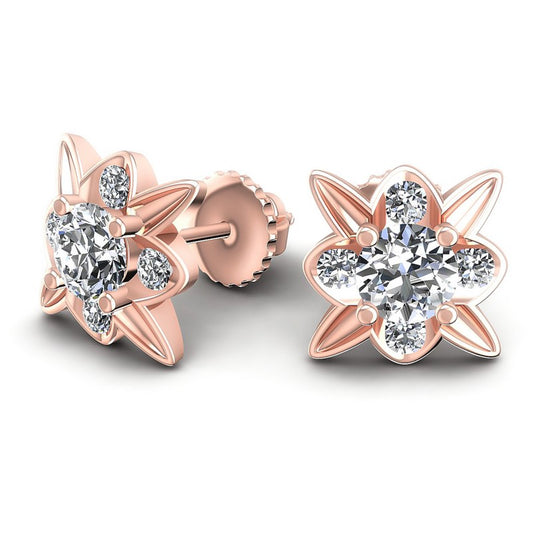 Round Diamonds 0.45CT Designer Studs Earring in 18KT Yellow Gold