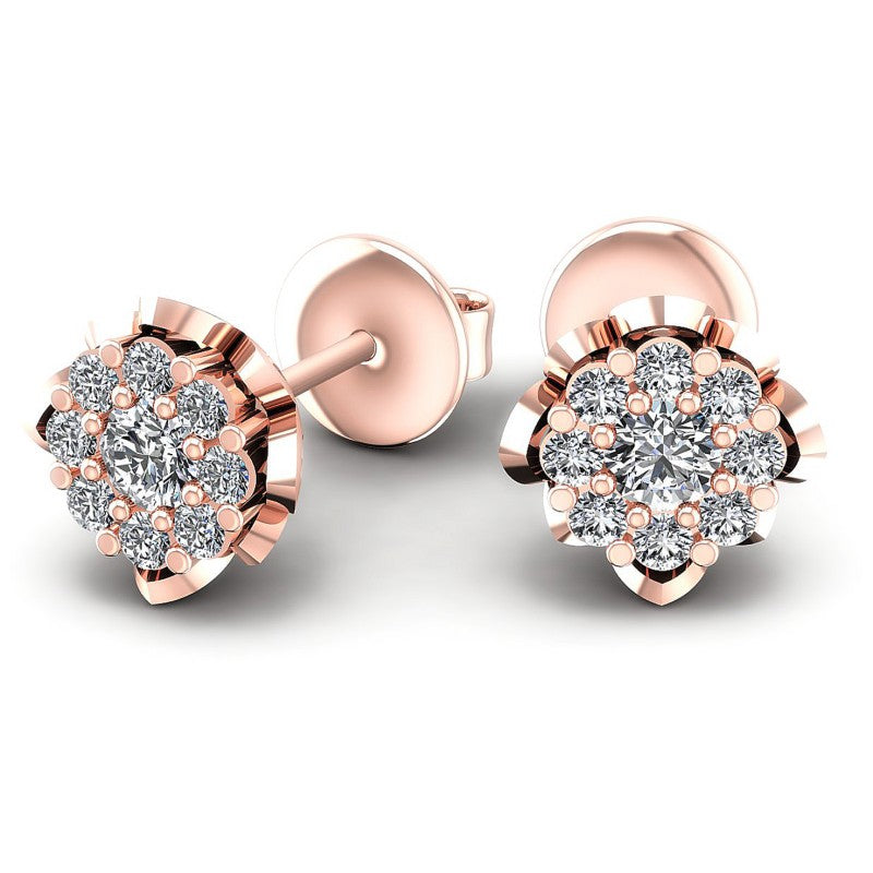 Round Diamonds 1.20CT Designer Studs Earring in 18KT Yellow Gold