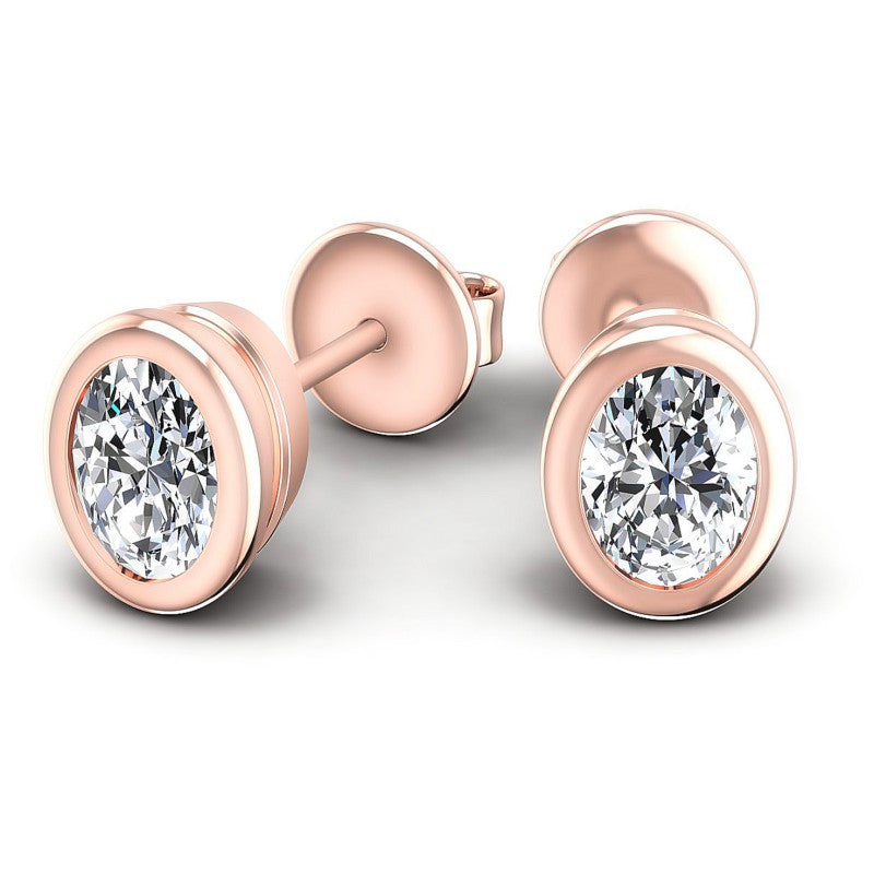 Oval Diamonds 1.00CT Stud Earrings in 18KT Yellow Gold