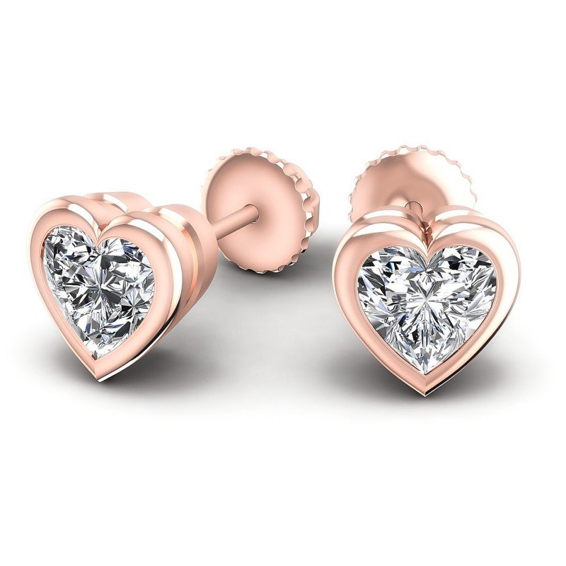 Heart Diamonds 1.00CT Stud Earrings in 18KT Yellow Gold