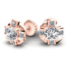 Princess and Round Diamonds 0.45CT Designer Studs Earring in 18KT Yellow Gold