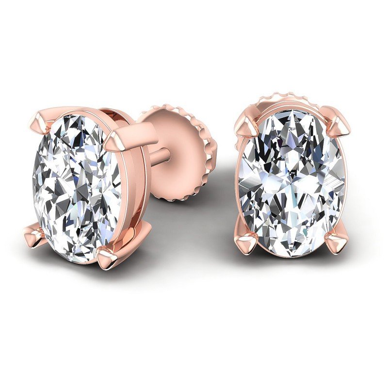 Oval Diamonds 0.25CT Stud Earrings in 18KT Yellow Gold