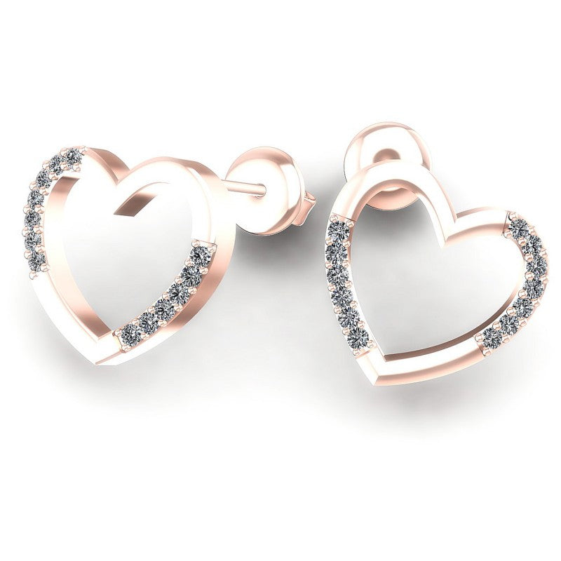 Round Diamonds 0.40CT Heart Earring in 18KT Yellow Gold