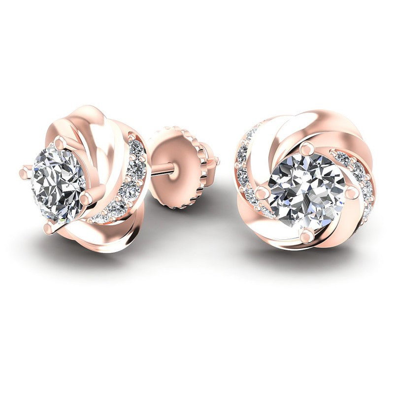 Round Diamonds 0.45CT Designer Studs Earring in 18KT Yellow Gold