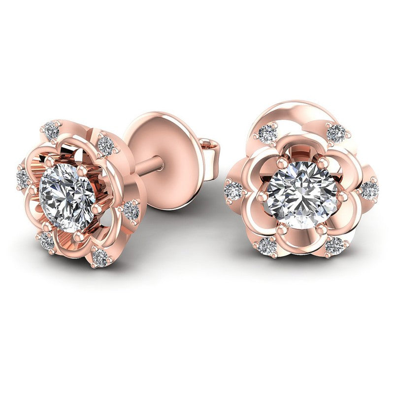 Round Diamonds 0.60CT Designer Studs Earring in 18KT Yellow Gold