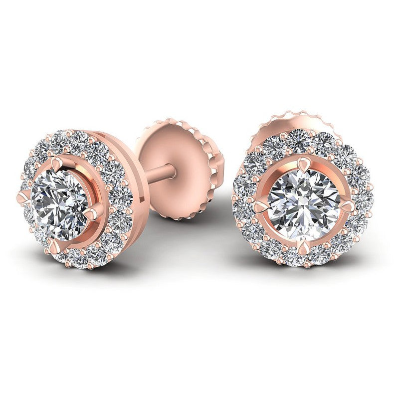 Round Diamonds 0.55CT Designer Studs Earring in 18KT Yellow Gold