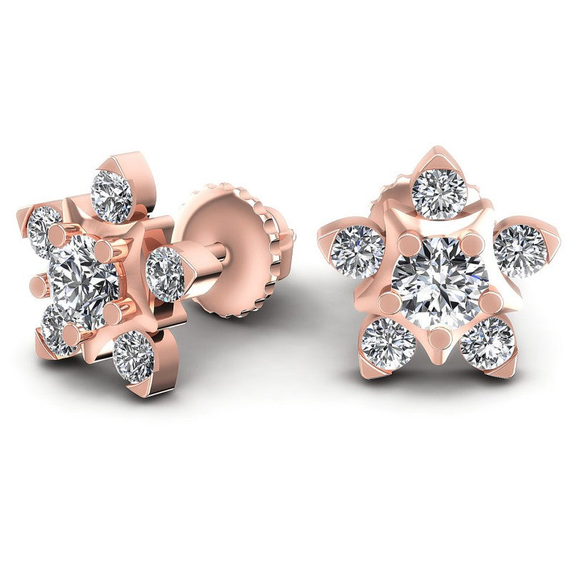Round Diamonds 0.55CT Designer Studs Earring in 18KT Yellow Gold