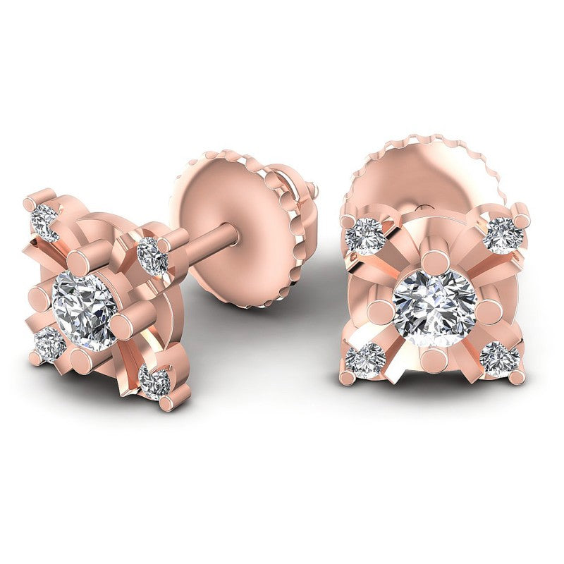 Round Diamonds 1.10CT Designer Studs Earring in 18KT Yellow Gold