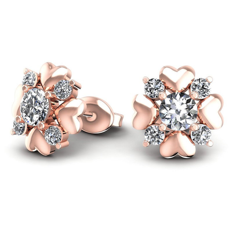Round Diamonds 0.55CT Designer Studs Earring in 18KT Yellow Gold