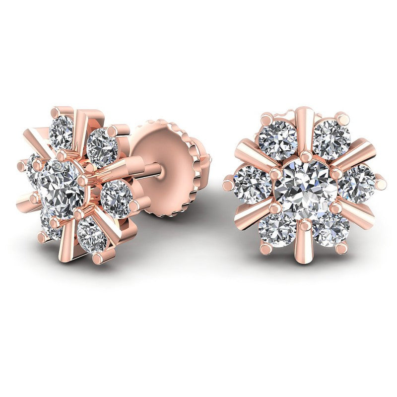 Round Diamonds 0.85CT Designer Studs Earring in 18KT Yellow Gold
