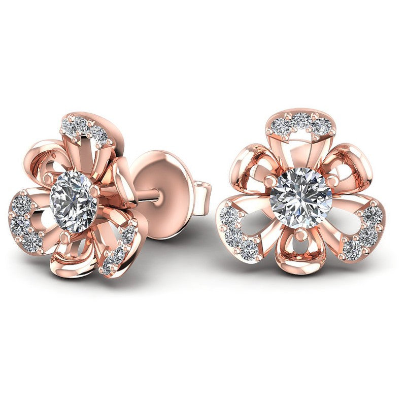 Round Diamonds 0.45CT Designer Studs Earring in 18KT Yellow Gold