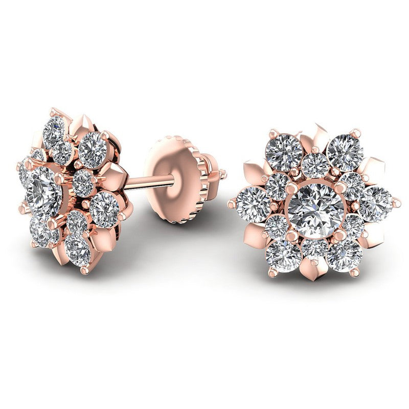 Round Diamonds 1.15CT Designer Studs Earring in 18KT Yellow Gold