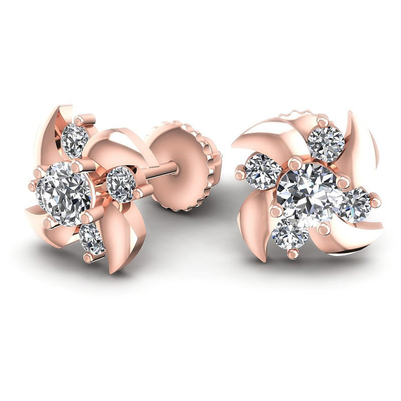 Round Diamonds 0.65CT Designer Studs Earring in 18KT Yellow Gold