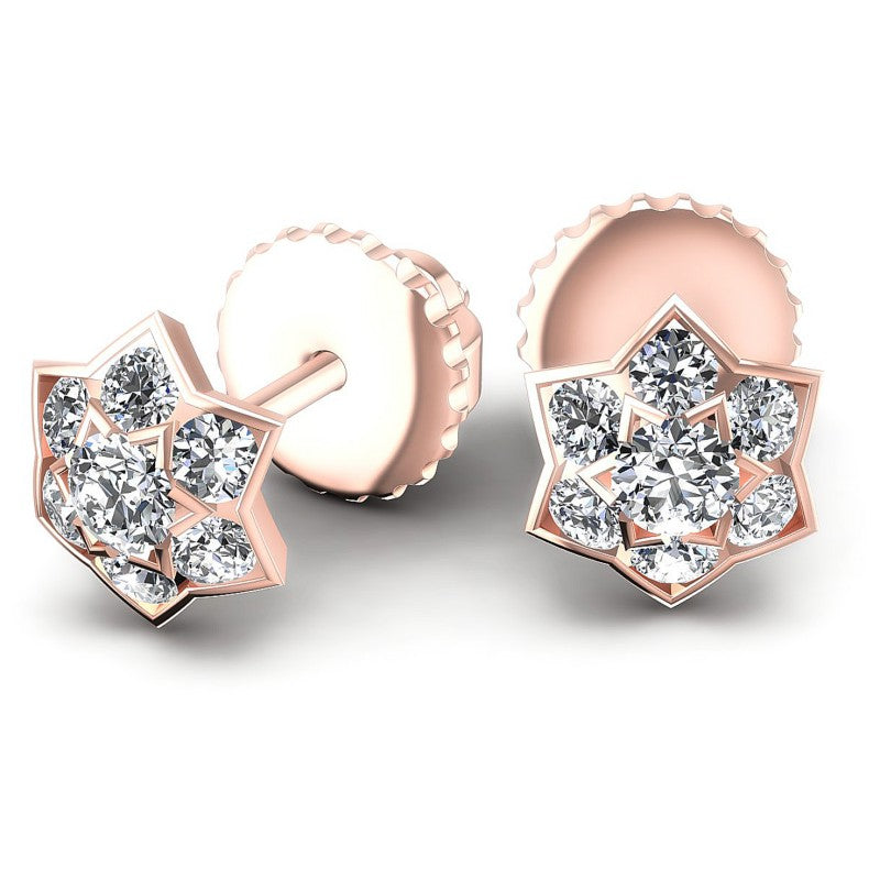 Round Diamonds 1.30CT Designer Studs Earring in 18KT Yellow Gold