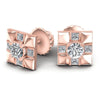 Princess and Round Diamonds 0.80CT Designer Studs Earring in 18KT Yellow Gold