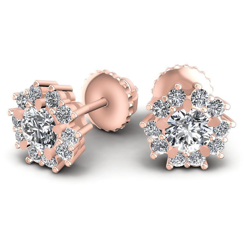 Round Diamonds 0.55CT Designer Studs Earring in 18KT Yellow Gold