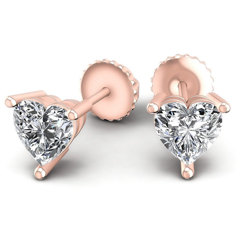 Heart Diamonds 1.00CT Stud Earrings in 18KT Yellow Gold