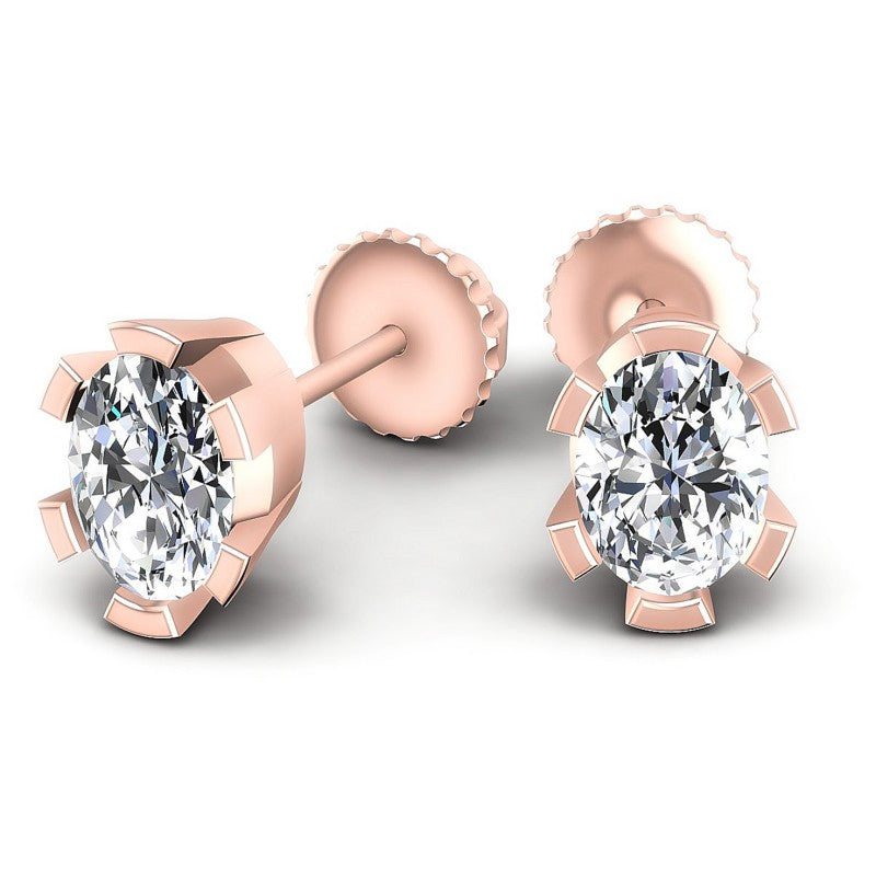 Oval Diamonds 1.00CT Stud Earrings in 18KT Yellow Gold