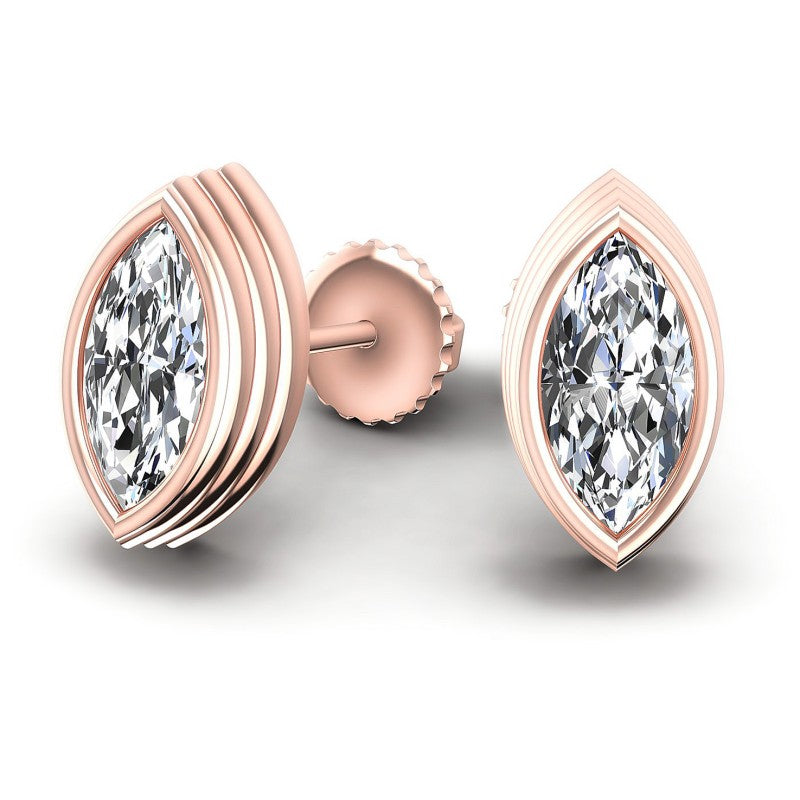 Marquise Diamonds 1.00CT Stud Earrings in 18KT Yellow Gold