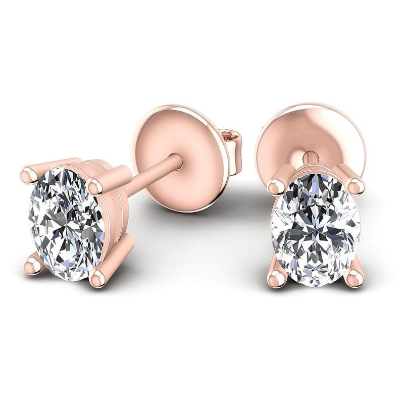 Oval Diamonds 1.00CT Stud Earrings in 18KT Yellow Gold