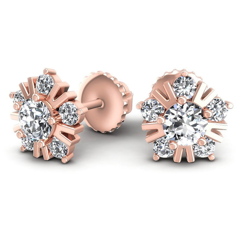 Round Diamonds 0.65CT Designer Studs Earring in 18KT Yellow Gold