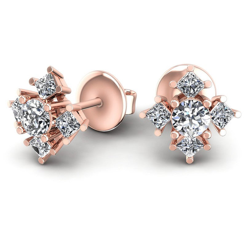 Round Diamonds 0.75CT Designer Studs Earring in 18KT Yellow Gold