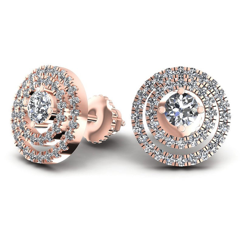 Round Diamonds 1.15CT Designer Studs Earring in 18KT Yellow Gold