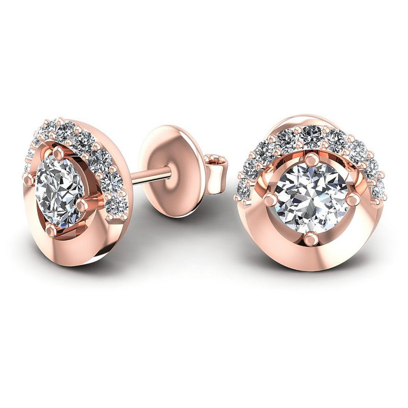 Round Diamonds 0.45CT Designer Studs Earring in 18KT Yellow Gold