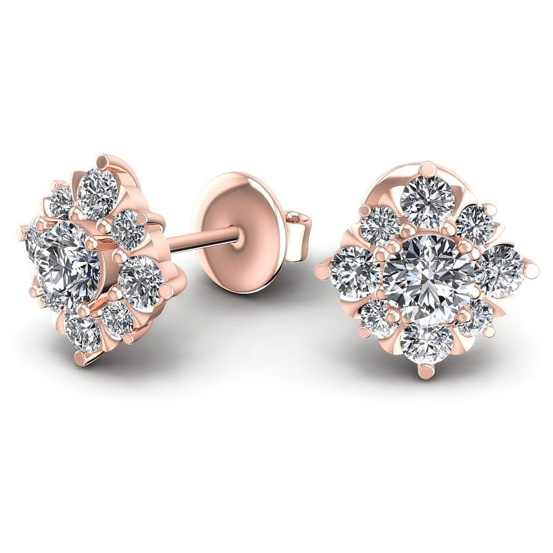 Round Diamonds 0.85CT Designer Studs Earring in 18KT Yellow Gold