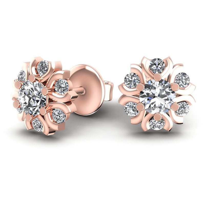 Round Diamonds 0.55CT Designer Studs Earring in 18KT Yellow Gold
