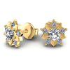 Princess and Round Diamonds 0.75CT Designer Studs Earring in 14KT Yellow Gold