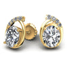 Round and Oval Diamonds 1.30CT Designer Studs Earring in 14KT Yellow Gold