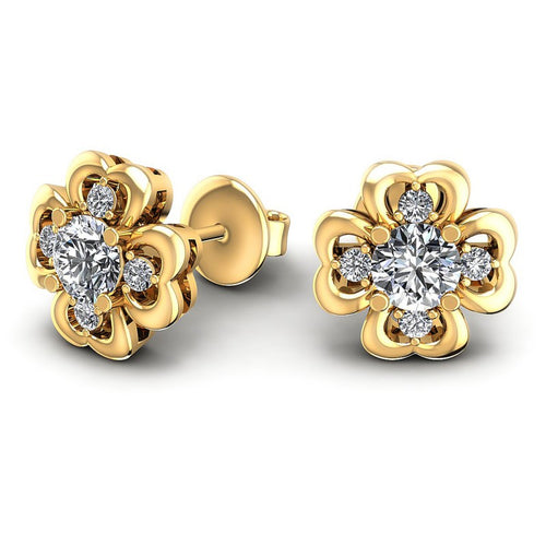 Round Diamonds 0.35CT Designer Studs Earring in 14KT Yellow Gold