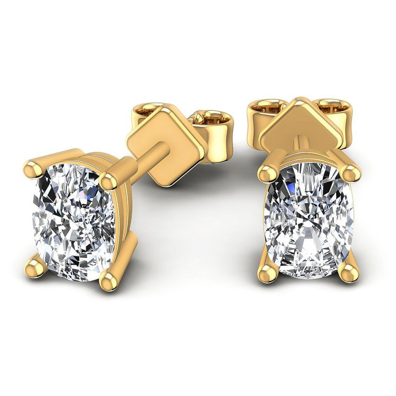 Cushion Diamonds 1.00CT Stud Earrings in 14KT Yellow Gold