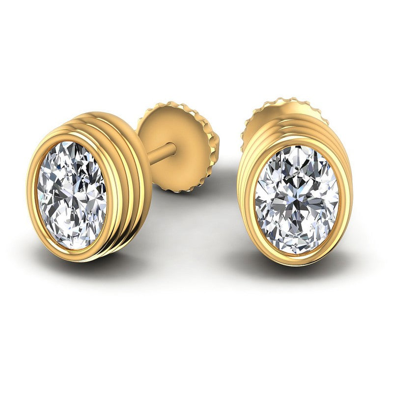 Oval Diamonds 1.00CT Stud Earrings in 14KT Yellow Gold