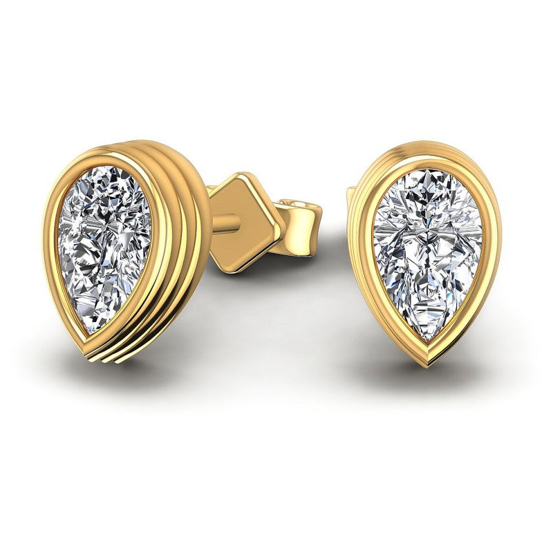 Pear Diamonds 1.00CT Stud Earrings in 14KT Yellow Gold